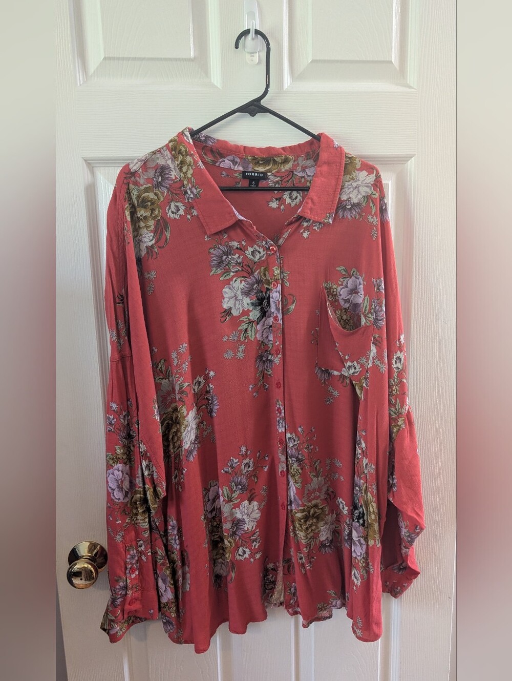 torrid Coral Floral Button-Down Shirt